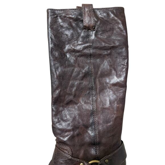 Frye Womens 8.5M Steffi Harness Brown Knee High Leather Pull On Riding Boots New - Picture 3 of 13